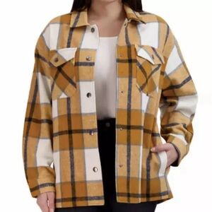 NEW HFX Women's Heavyweight Metal Snap Button Shirt Jacket Size Medium Flannel